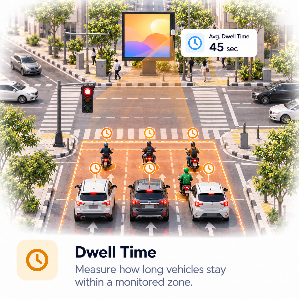 Vehicle Dwell Time: Measure how long vehicles stay in a monitored zone.